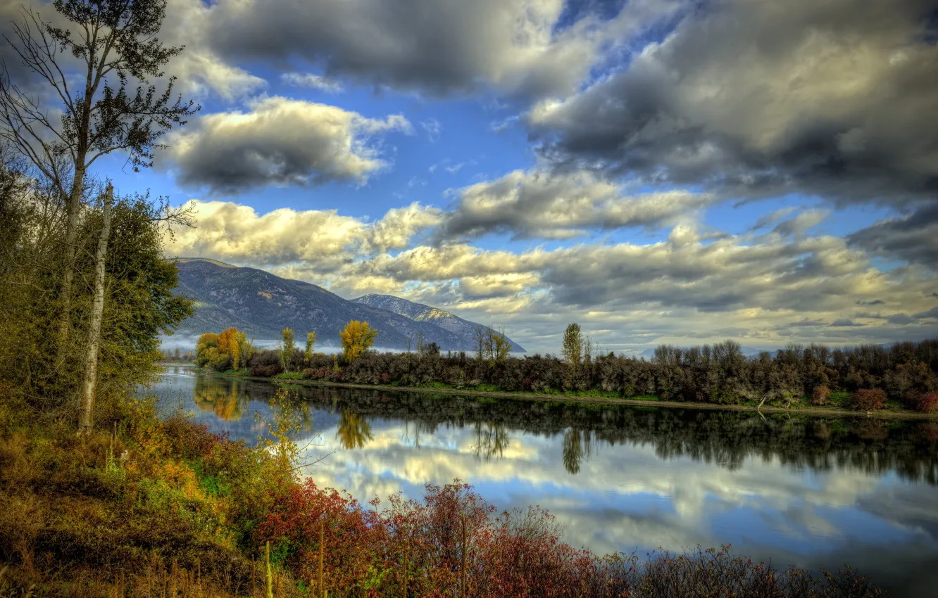 Photo wallpaper landscape, mountains, river