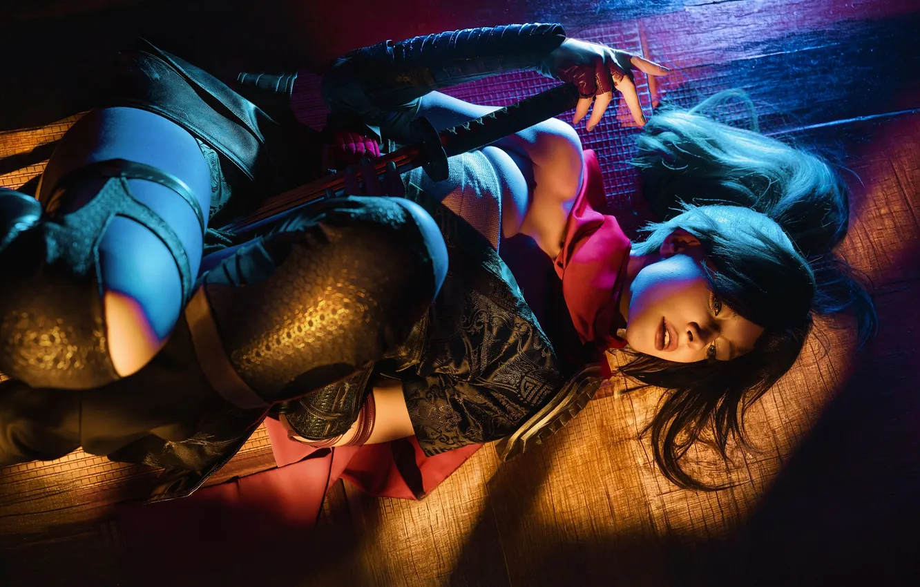 Photo wallpaper girl, sword, hairstyle, costume, Marvel, comic, the heroine, cosplay