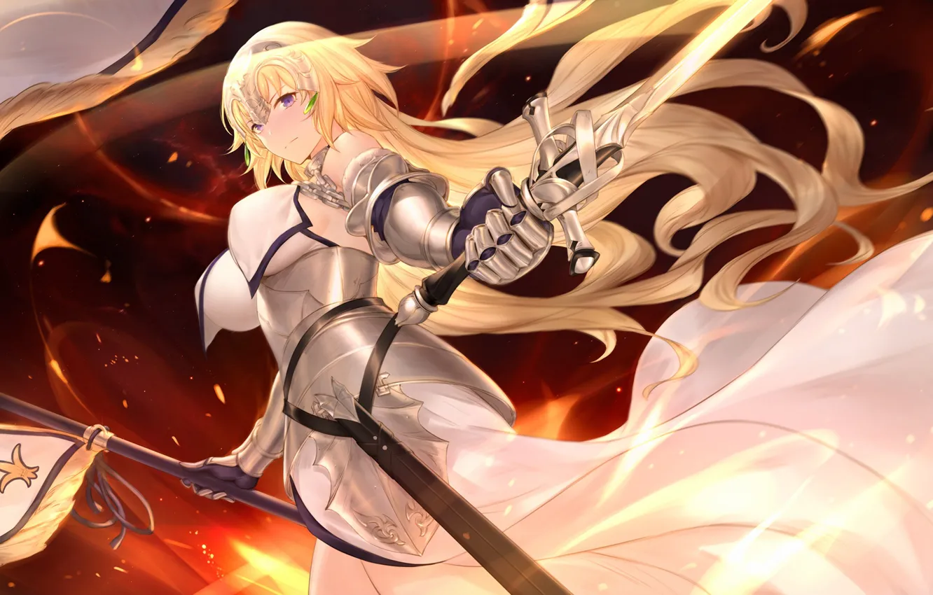 Photo wallpaper girl, Flag, Sword, Fate / Grand Order