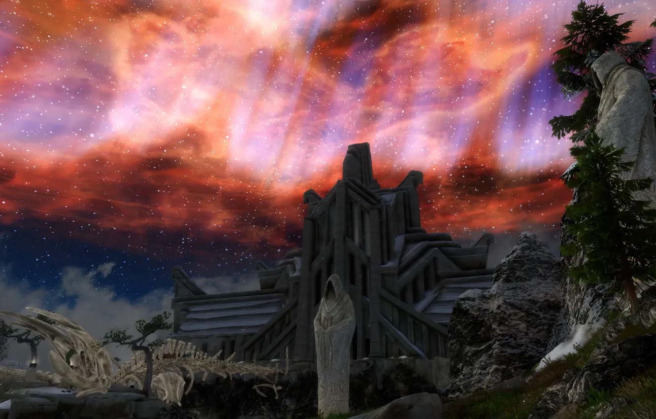 Photo wallpaper game, Skyrim, ancient, ending, Sovngarde