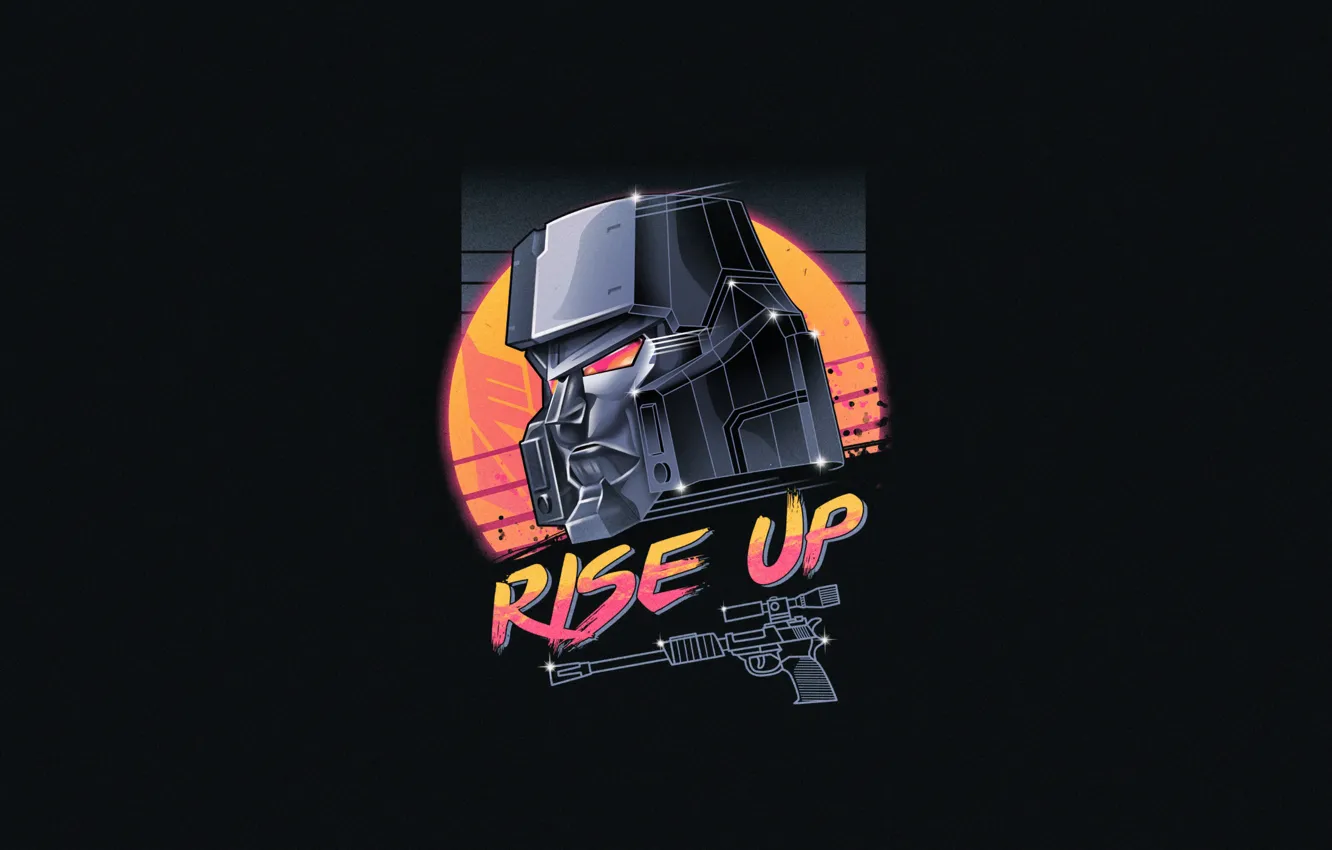 Photo wallpaper minimalism, art, Transformers, 80s, Neon, Megatron, Transformers, 80's