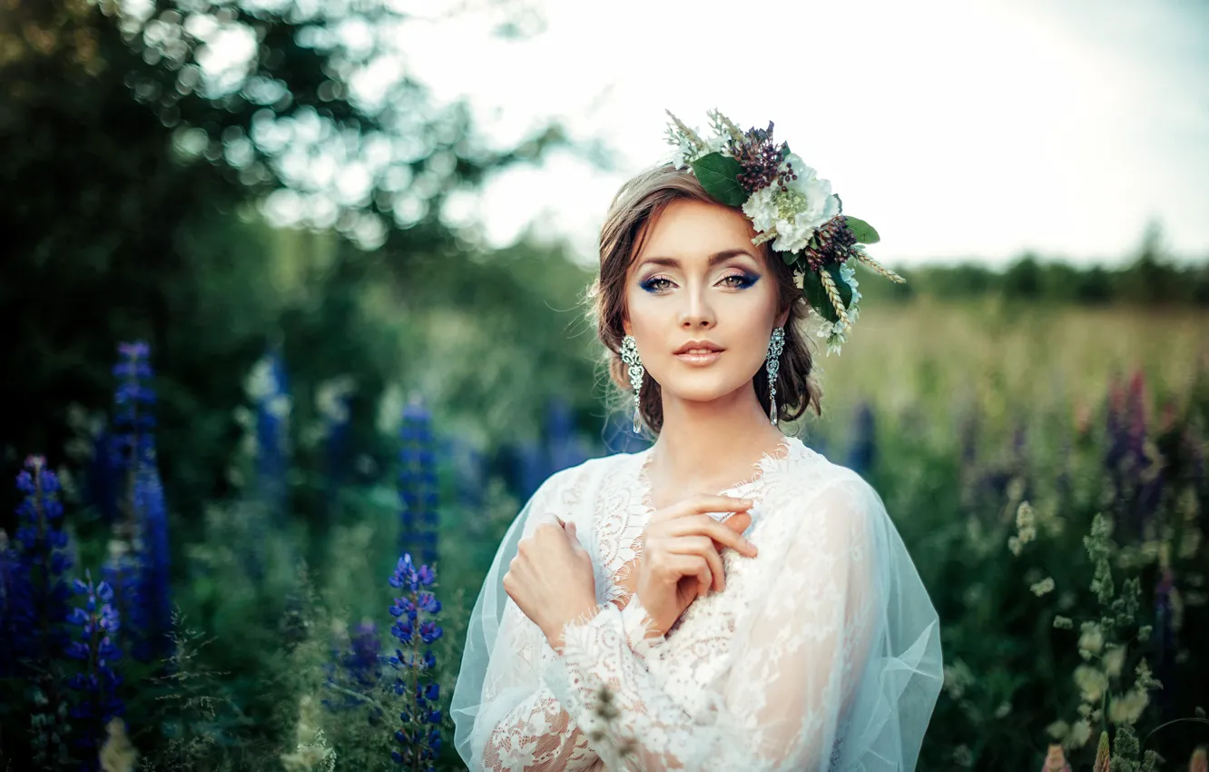 Photo wallpaper look, decoration, model, portrait, makeup, hairstyle, brown hair, beauty