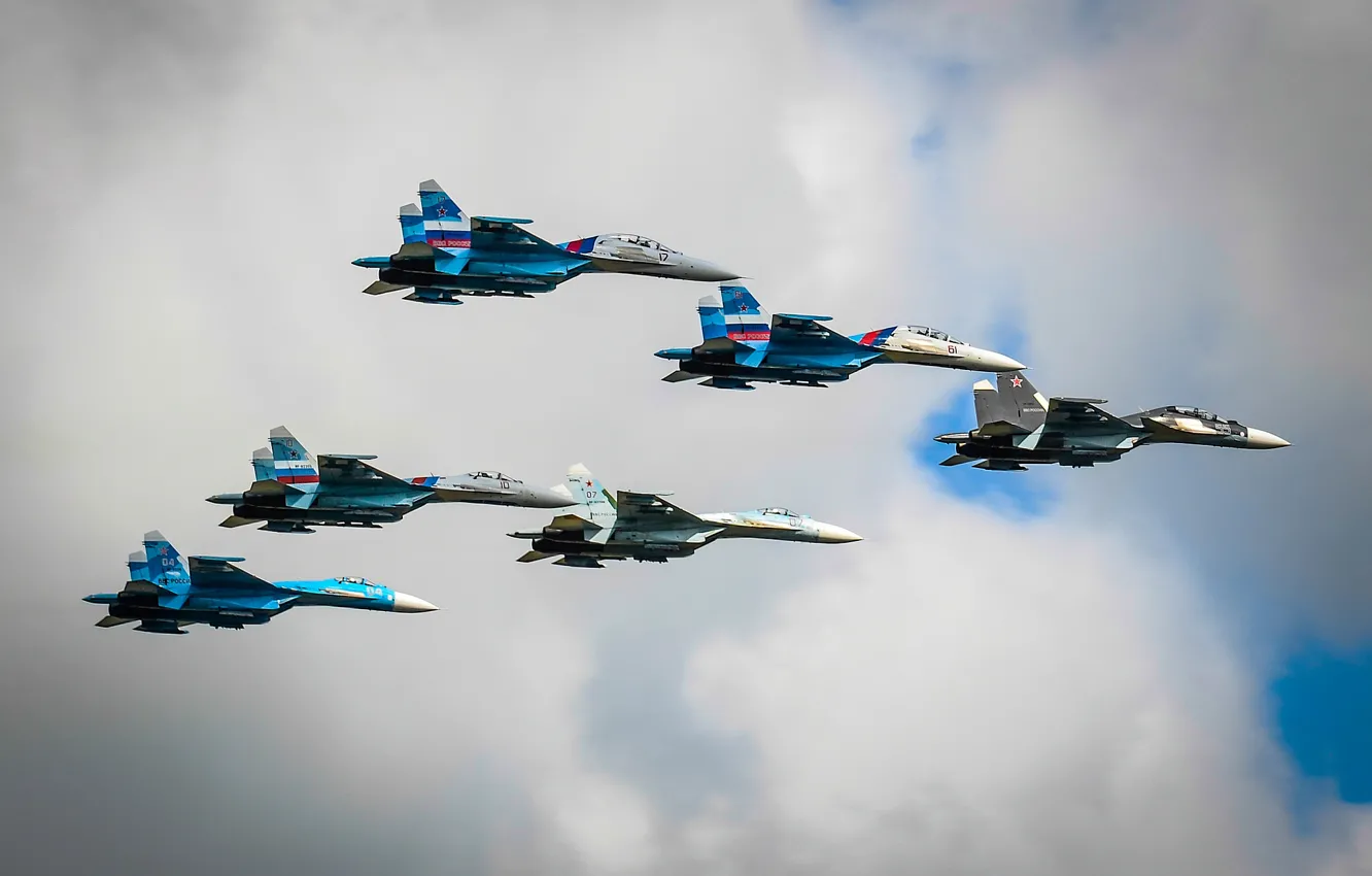 Photo wallpaper the sky, fighters, Su-27, Falcons Of Russia