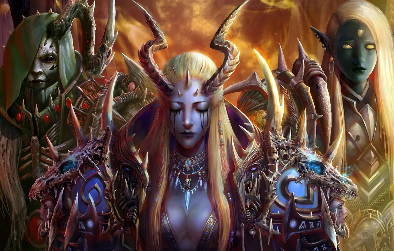 Photo wallpaper girl, decoration, dark, monster, armor, the demon, art, hood