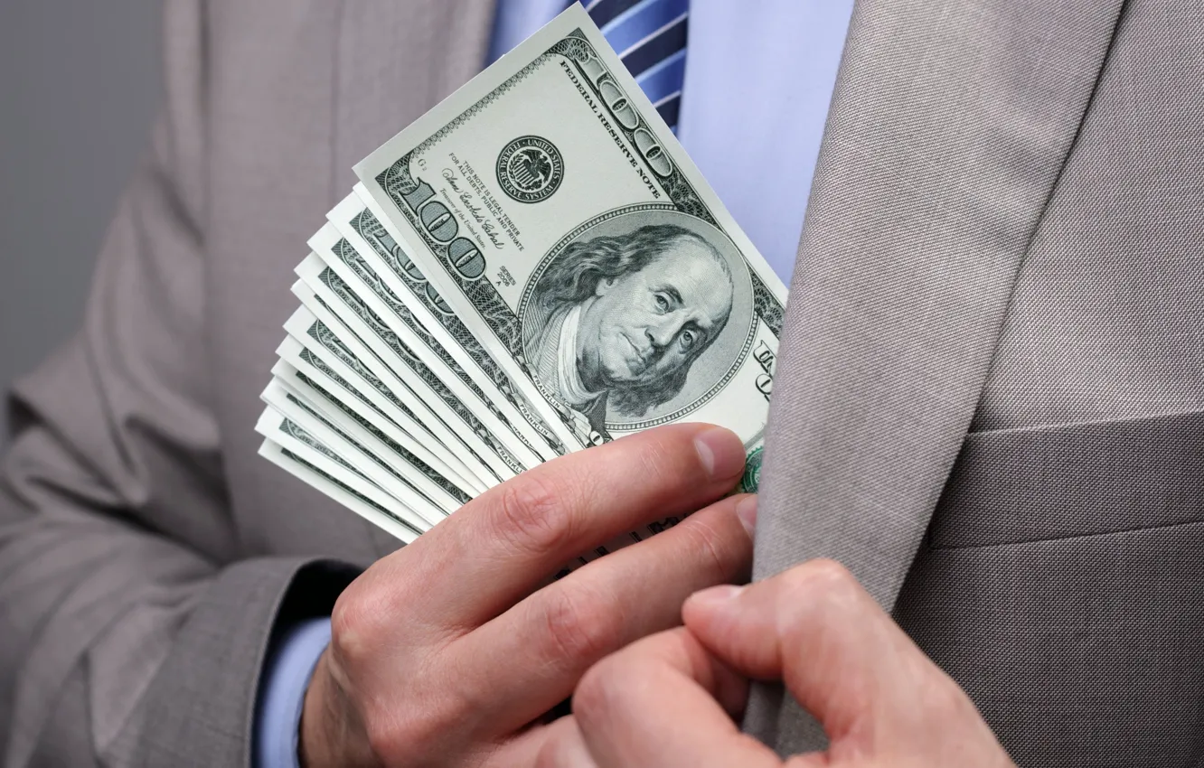 Photo wallpaper money, dollar, suit, Business, bribes