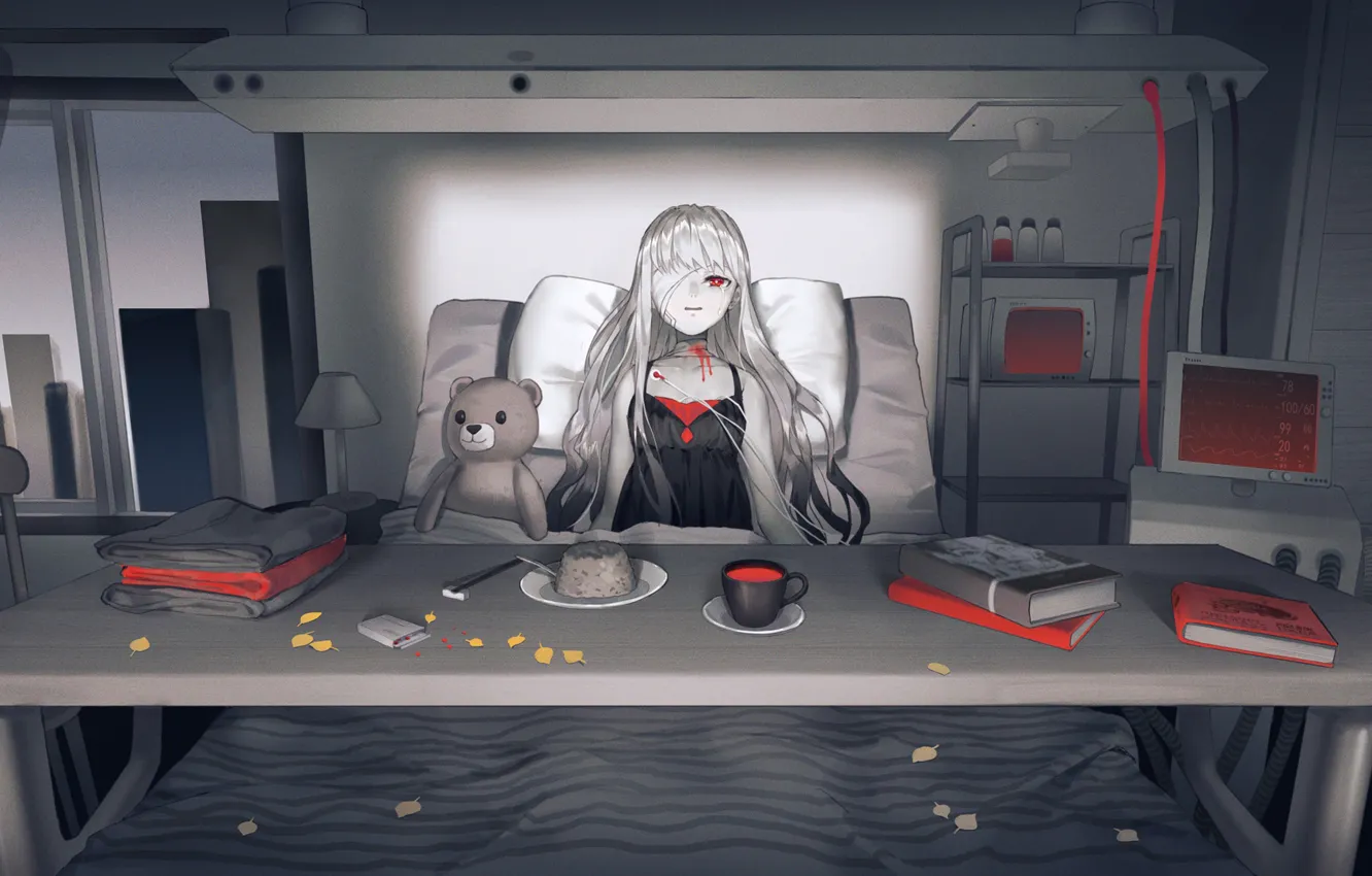 Photo wallpaper girl, tears, bandages