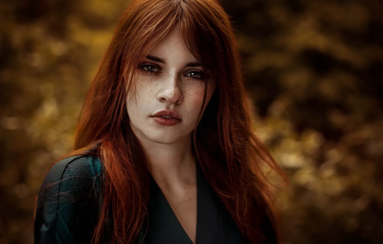 Photo wallpaper eyes, look, girl, face, hair, cutie