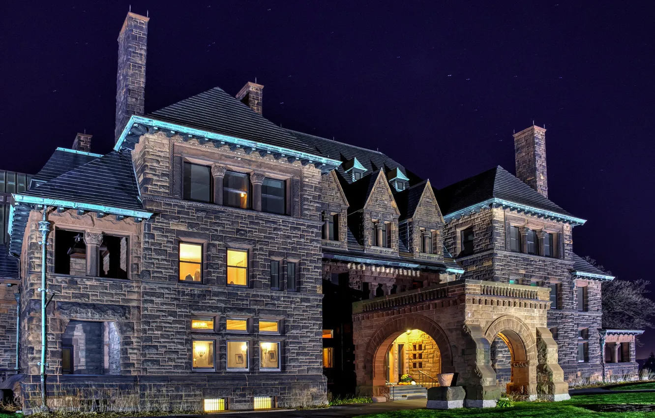 Photo wallpaper night, home, mansion