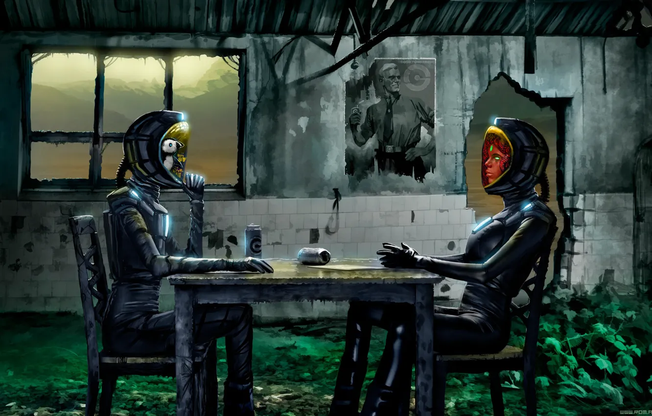 Photo wallpaper table, poster, the room, romantically apocalyptic, communication