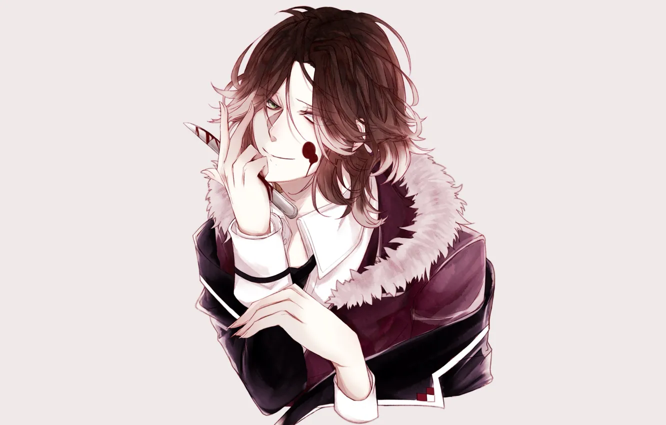 Photo wallpaper blood, anime, art, knife, vampire, Diabolik Lovers, The devil's beloved, Sakamaki Laito