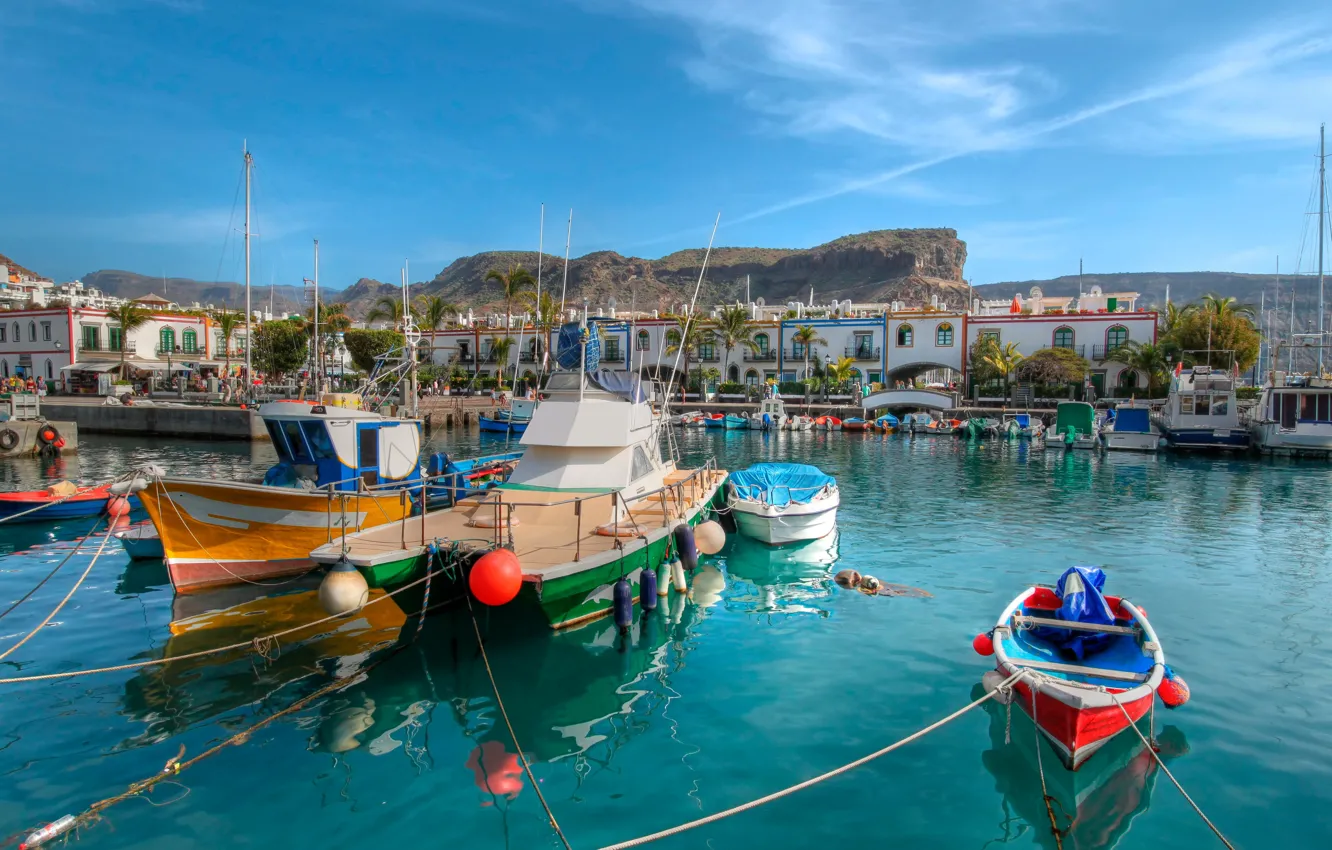 Photo wallpaper the city, boat, Marina, GRAN CANARIA