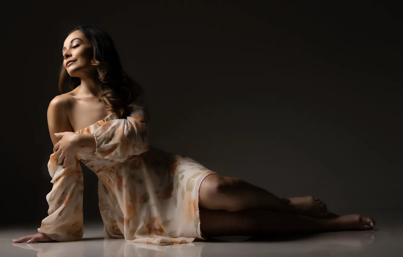 Photo wallpaper pose, dress, sitting, Ileana