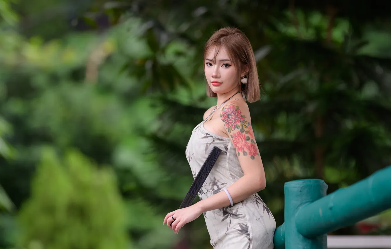 Photo wallpaper look, pose, dress, Asian