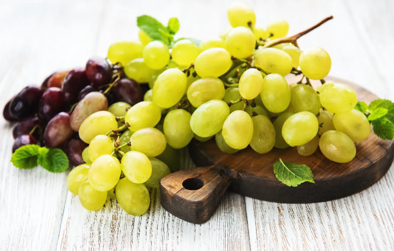 Photo wallpaper grapes, bunch, cutting Board, Olena Rudo