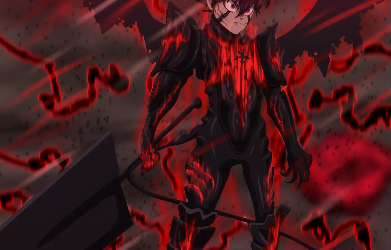 Photo wallpaper demon, red, sword, game, black, anime, power, ken