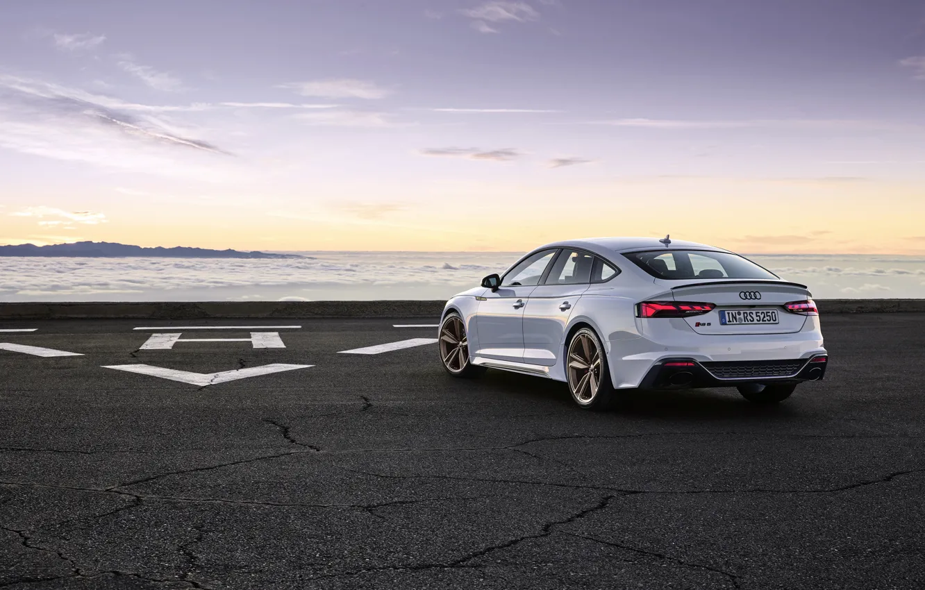 Photo wallpaper sunset, Audi, the evening, rear view, RS5, Sportback, RS 5, 2020