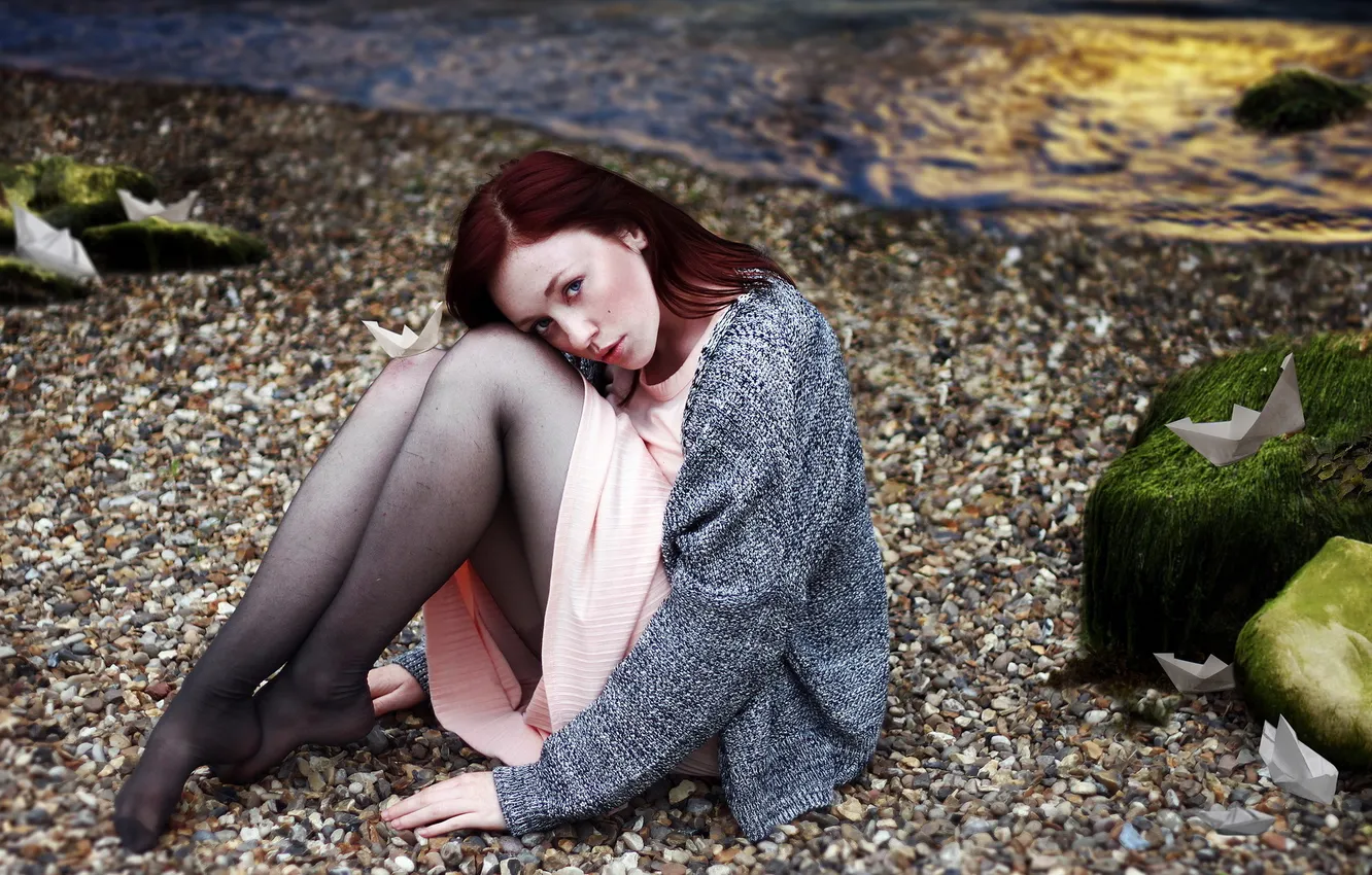 Photo wallpaper girl, mood, boat, Pretty Ways