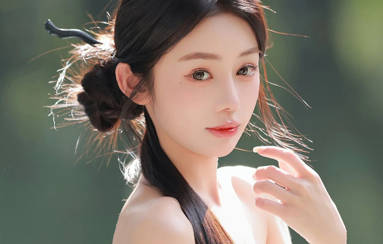 Photo wallpaper woman, smile, beautiful, model, pretty, asian, cute, sunlight