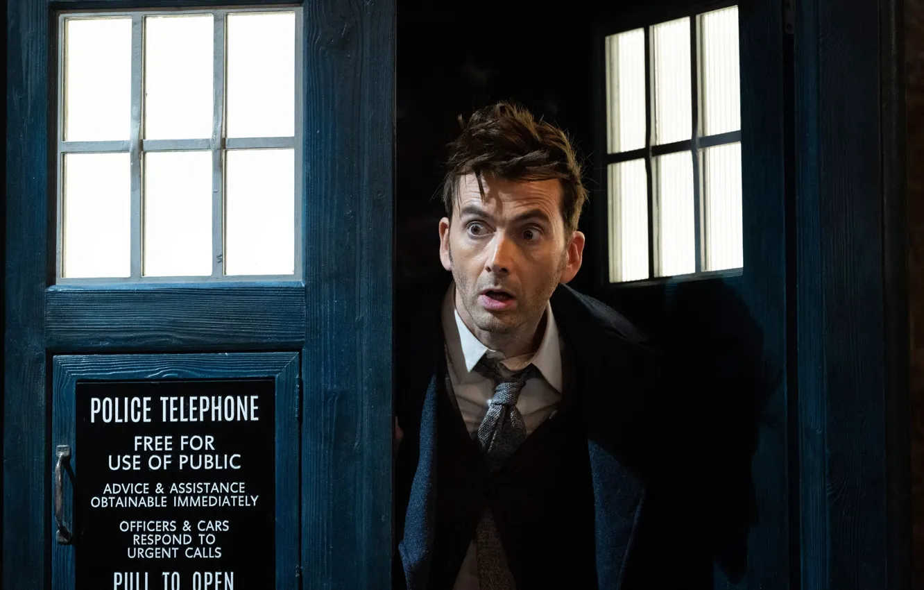 Photo wallpaper male, Doctor Who, sci-fi, Doctor Who, TARDIS, David Tennant, David Tennant, blue box