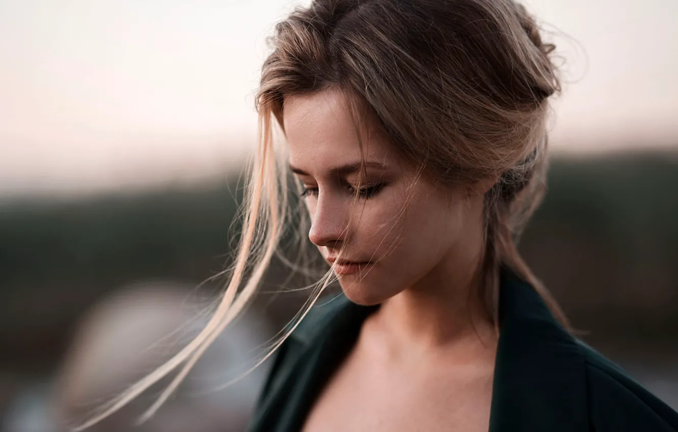 Photo wallpaper girl, model, portrait, makeup, hairstyle, bokeh, Rus, Katerina Bikineeva