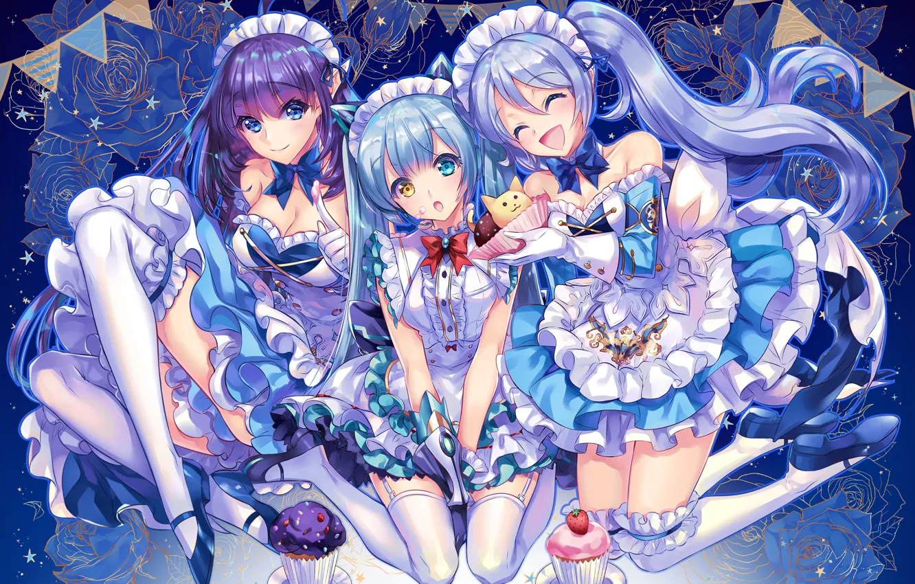 Photo wallpaper girl, trio, girlfriend, King's Raid