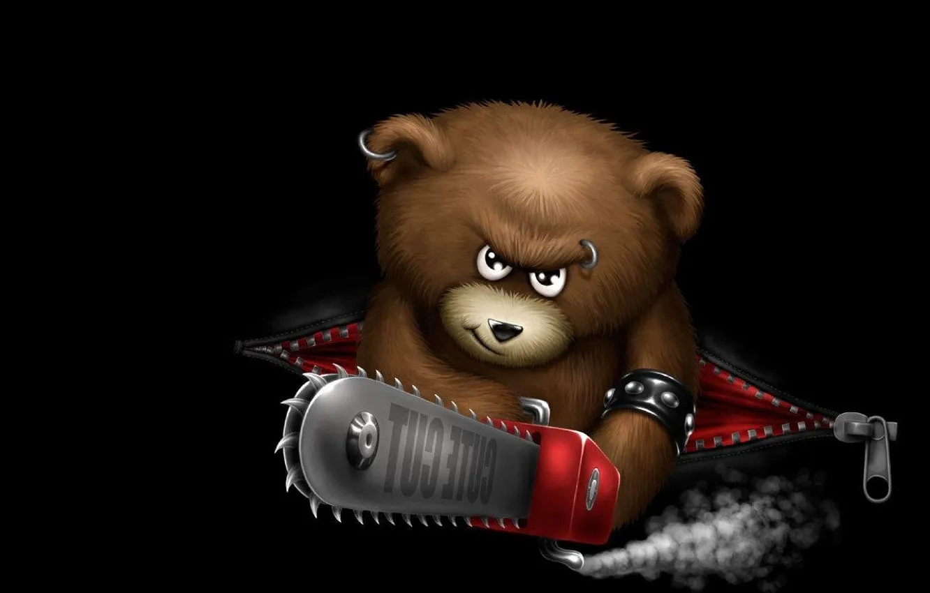 Photo wallpaper look, bear, saw