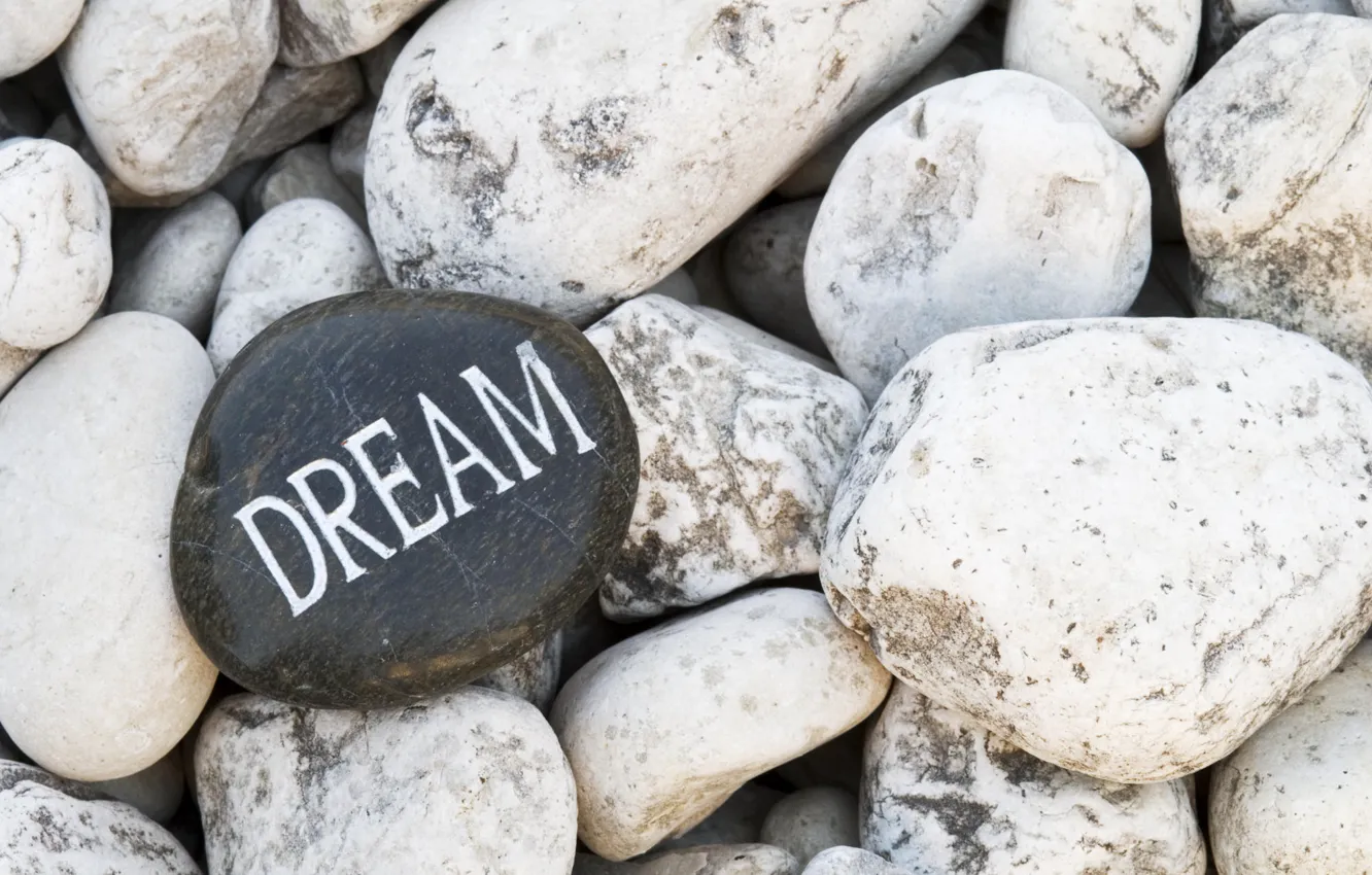 Photo wallpaper macro, pebbles, the inscription, sea, stones