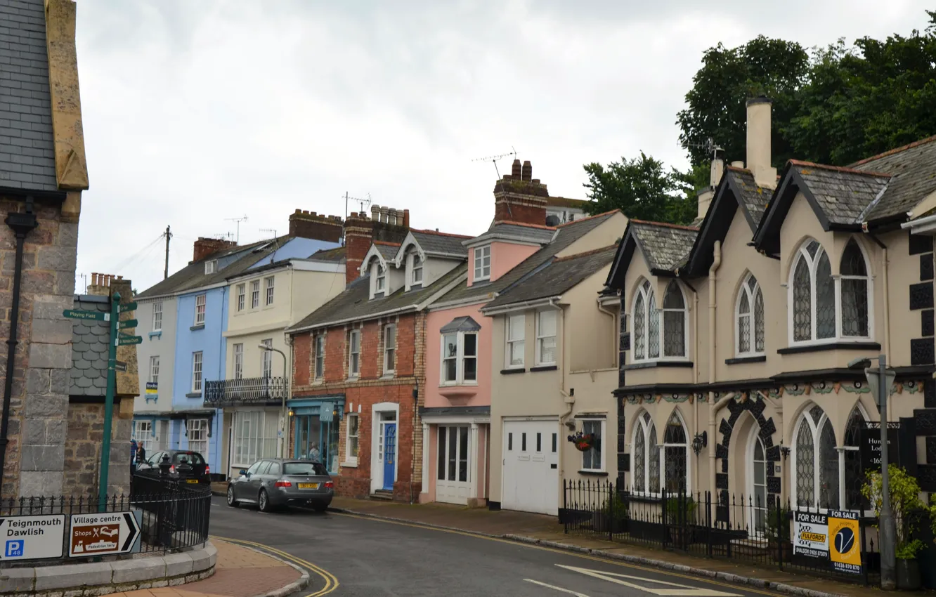 Photo wallpaper street, home, street, village, town, Sheldon, Shaldon