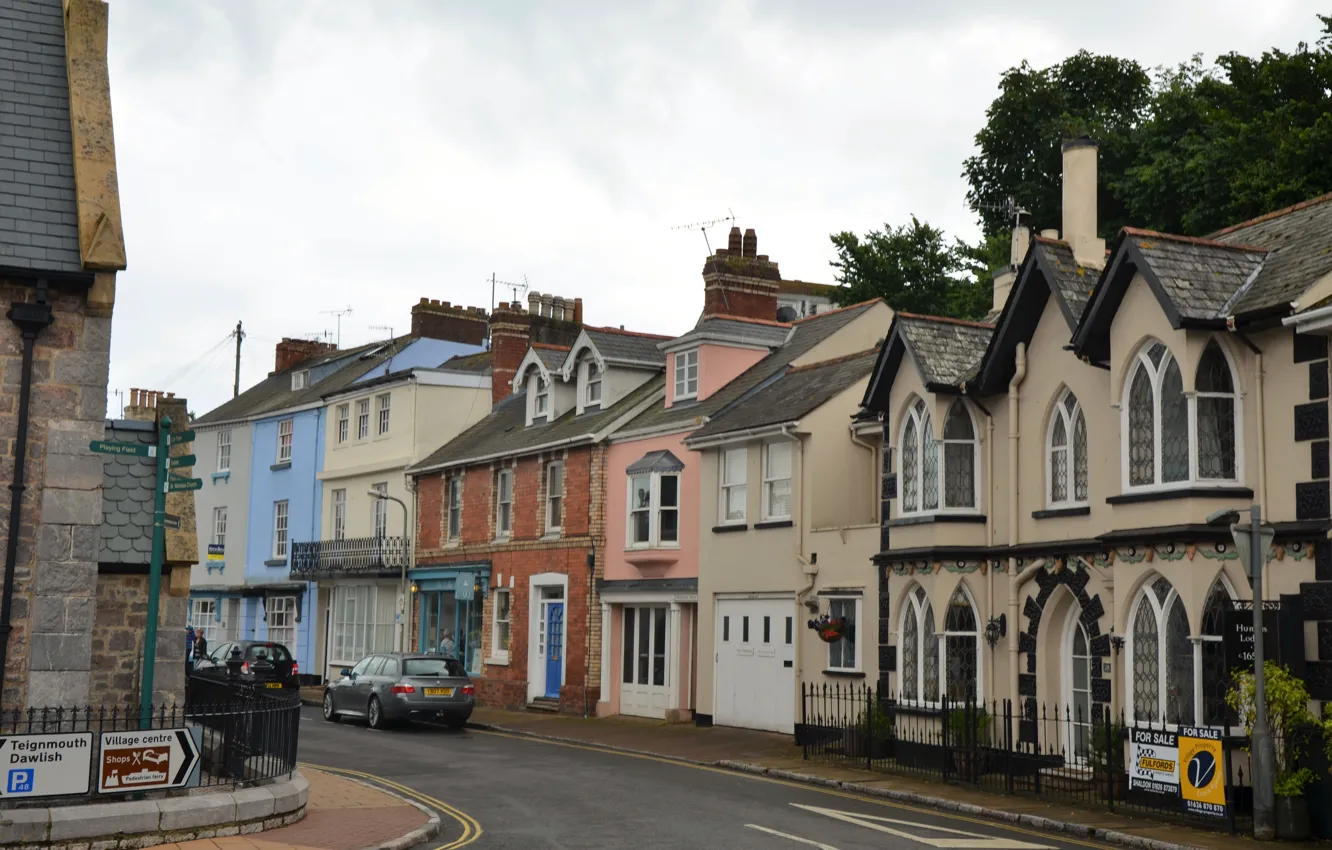 Photo wallpaper street, home, street, village, Sheldon, Town, Shaldon