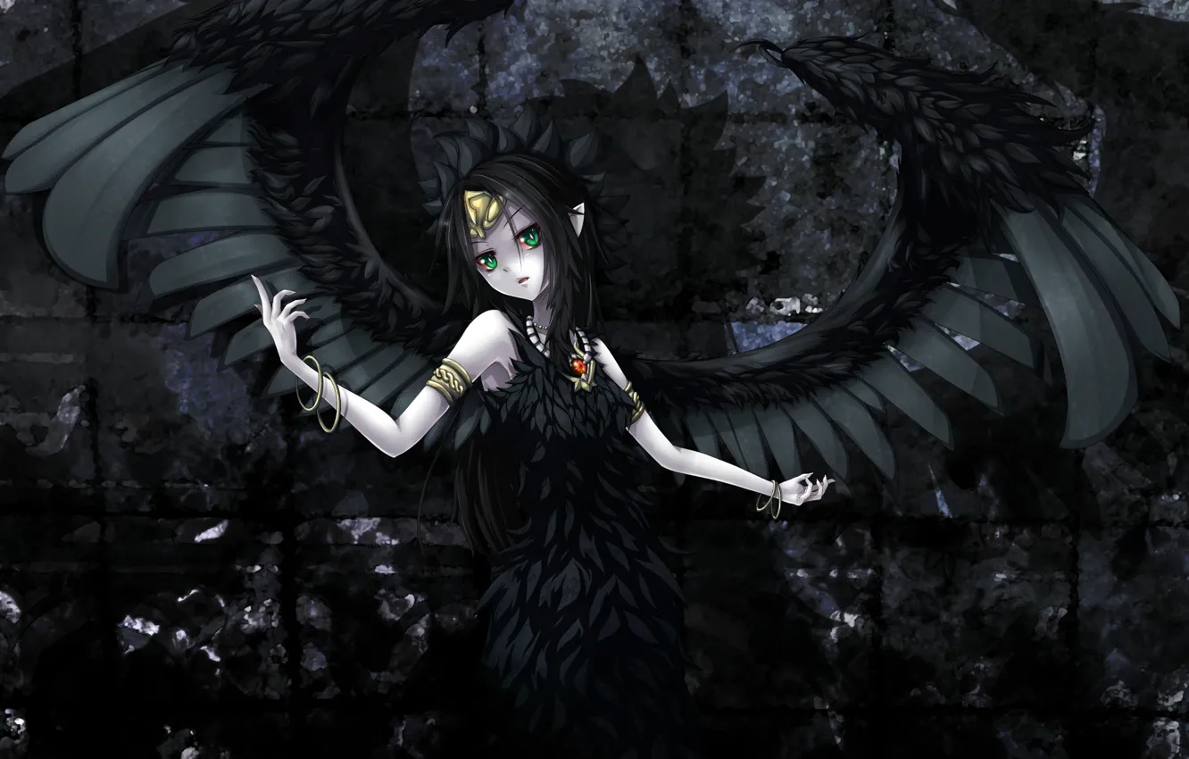 Photo wallpaper darkness, despair, angel, the demon, black wings, Fallen, Fabled grimro yugioh