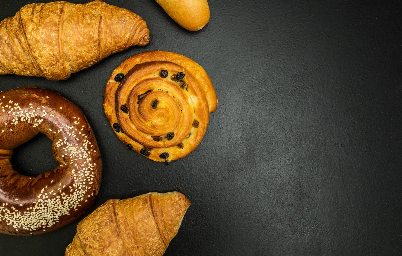 Photo wallpaper donuts, cakes, buns, croissant