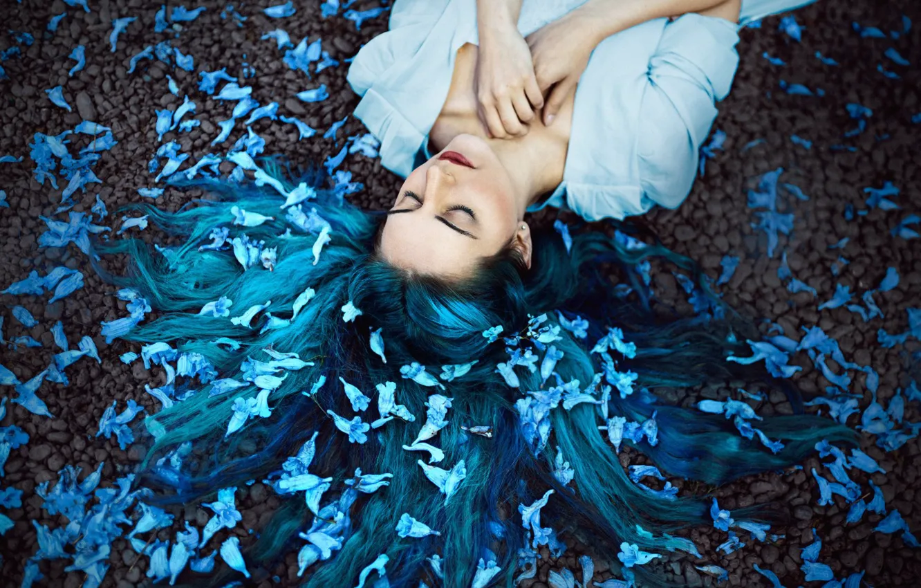 Photo wallpaper girl, flowers, mood, hair, Ronny Garcia