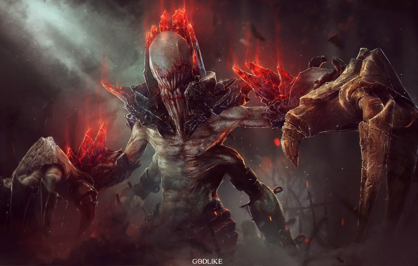 Photo wallpaper Hell, game, monster, fang, evil, bones, The Godlike