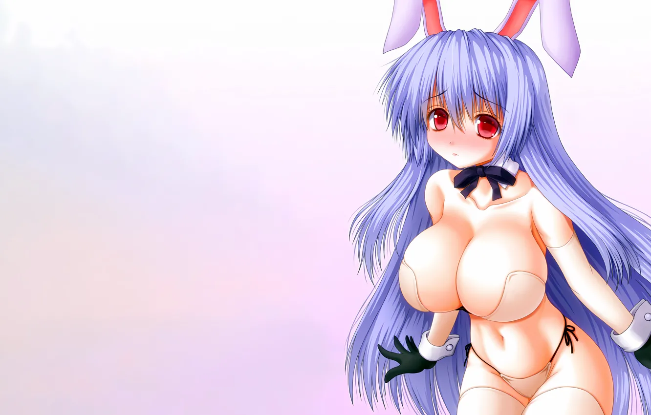 Photo wallpaper girl, sexy, lingerie, bra, cleavage, panties, thighhighs, long hair