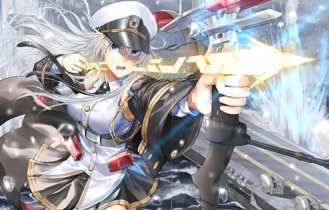 Photo wallpaper girl, sexy, Enterprise, long hair, dress, sea, boobs, anime