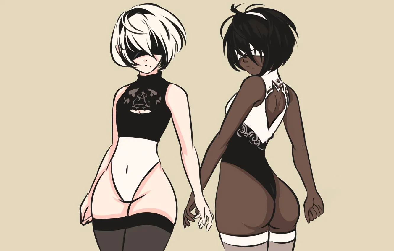 Photo wallpaper girl, sexy, ass, thighhighs, bodysuit, anime, beautiful, short hair