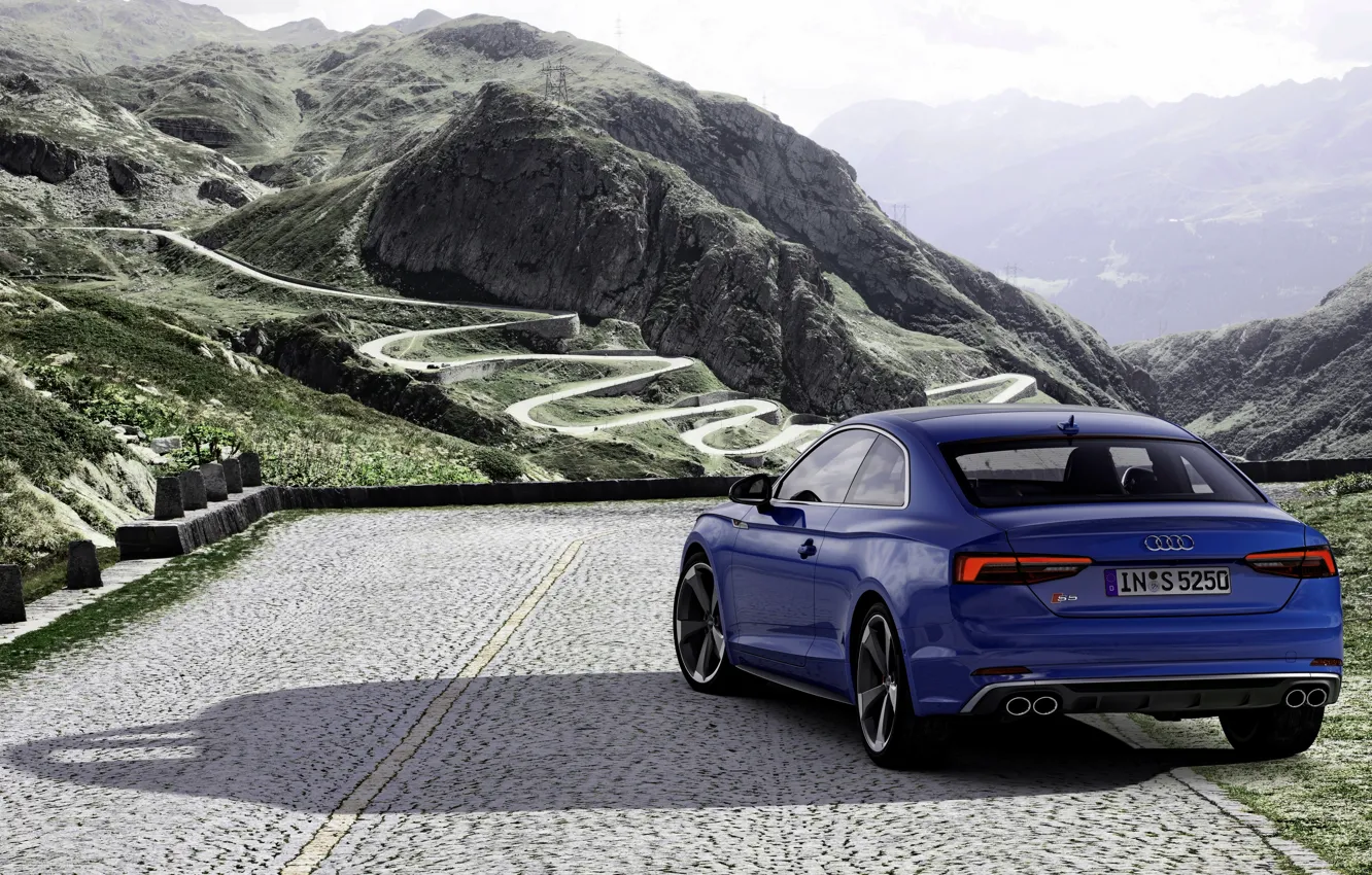Photo wallpaper blue, Audi, coupe, back, Audi A5, Coupe, Audi S5, 2019