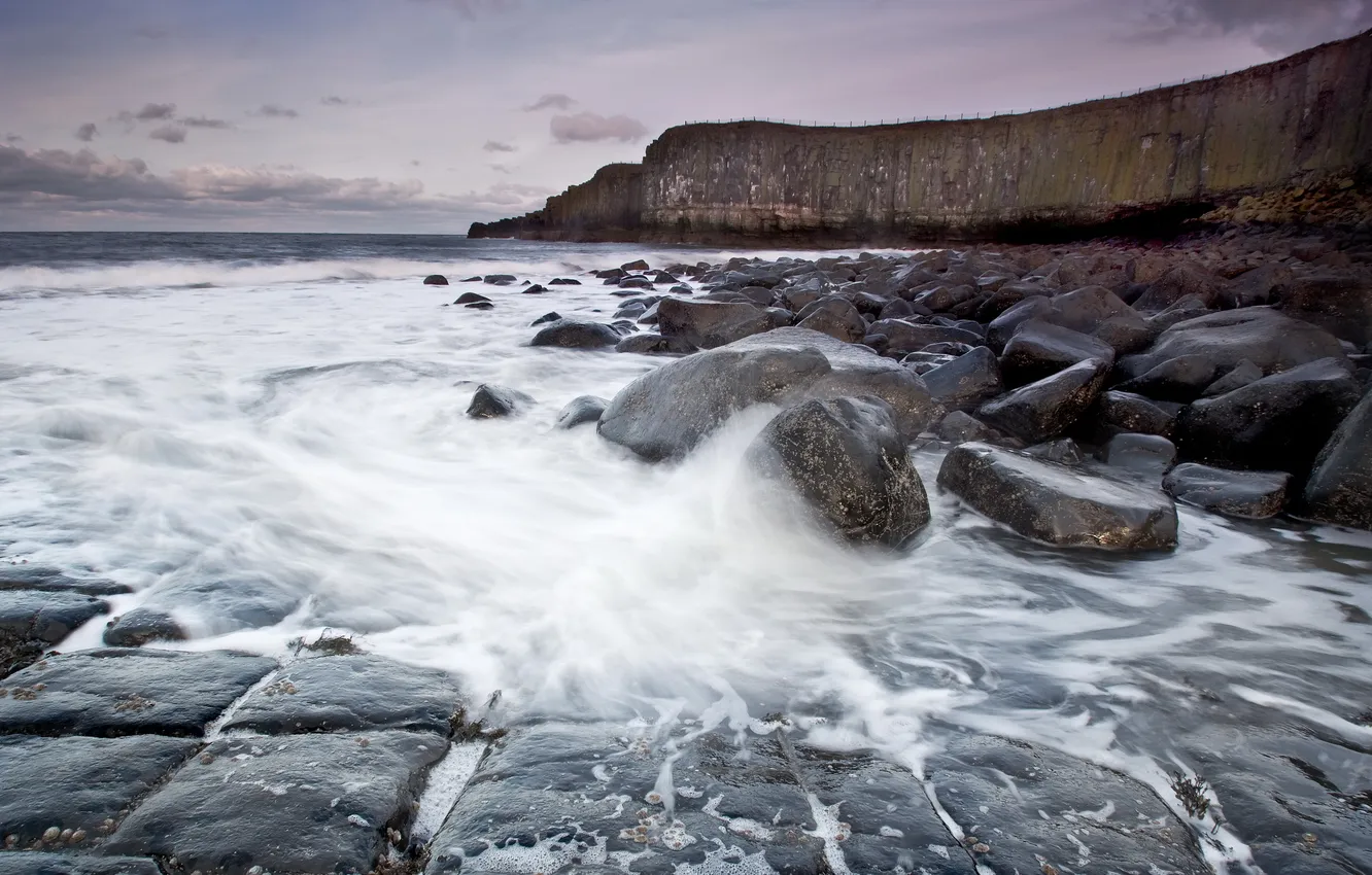 Photo wallpaper sea, landscape, England, Craster