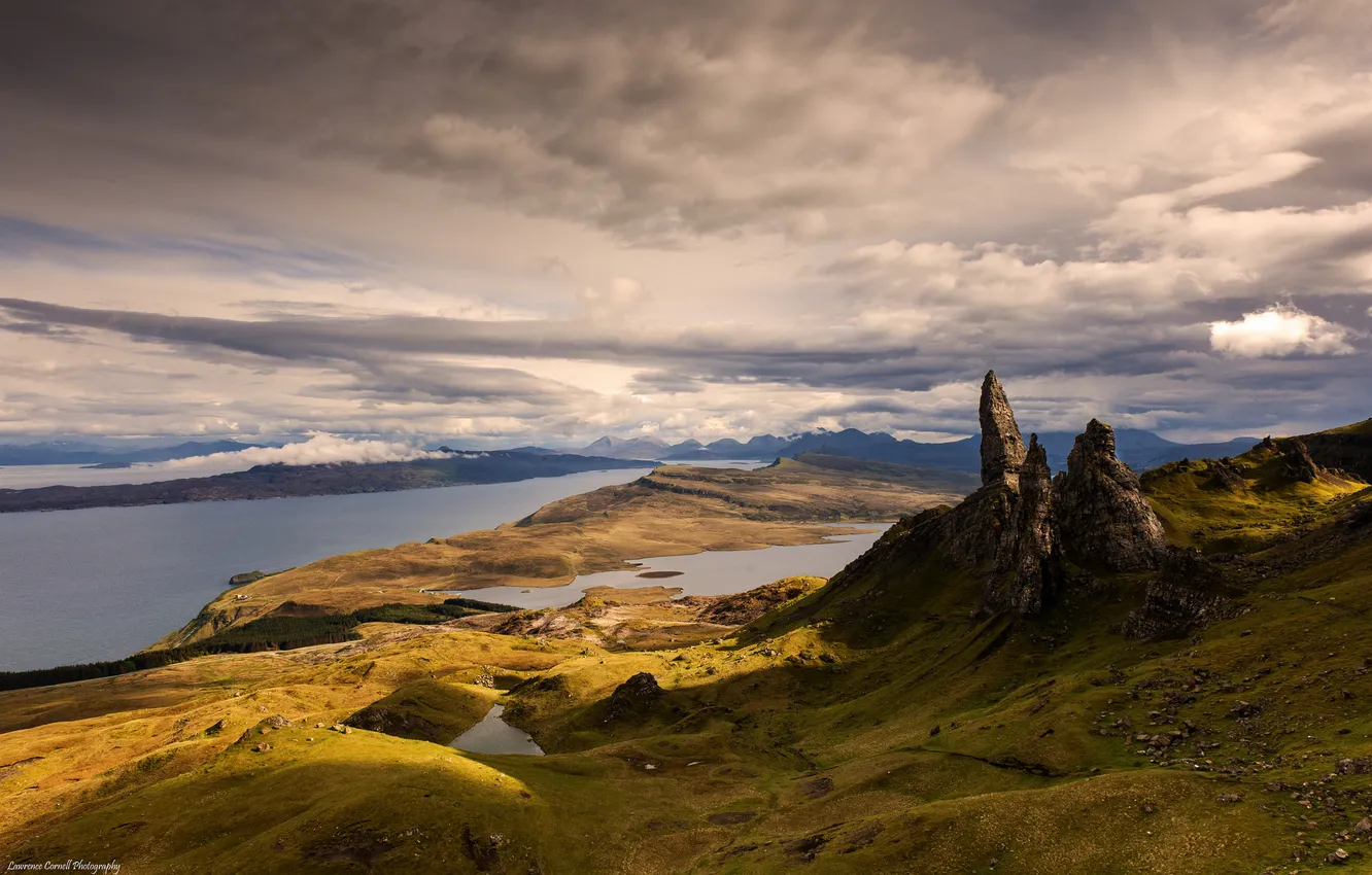 Photo wallpaper the sky, mountains, clouds, lake, rocks
