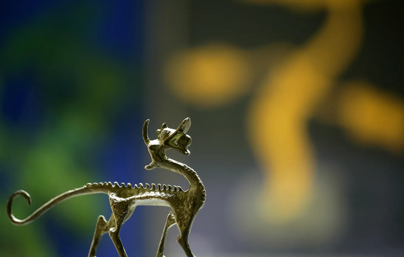 Photo wallpaper macro, background, dragon, figurine, Chinese