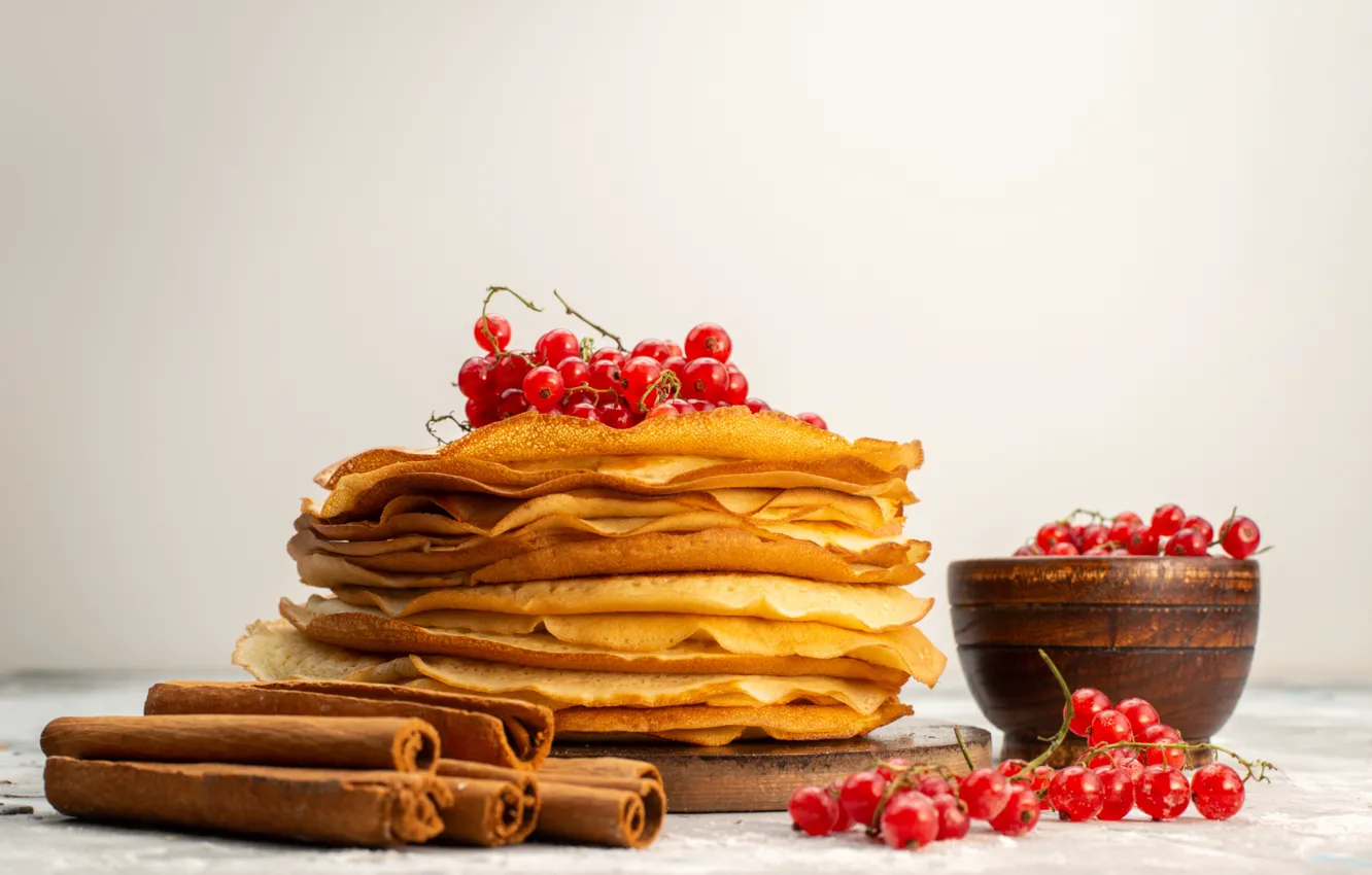 Photo wallpaper red, berries, pancakes, currants