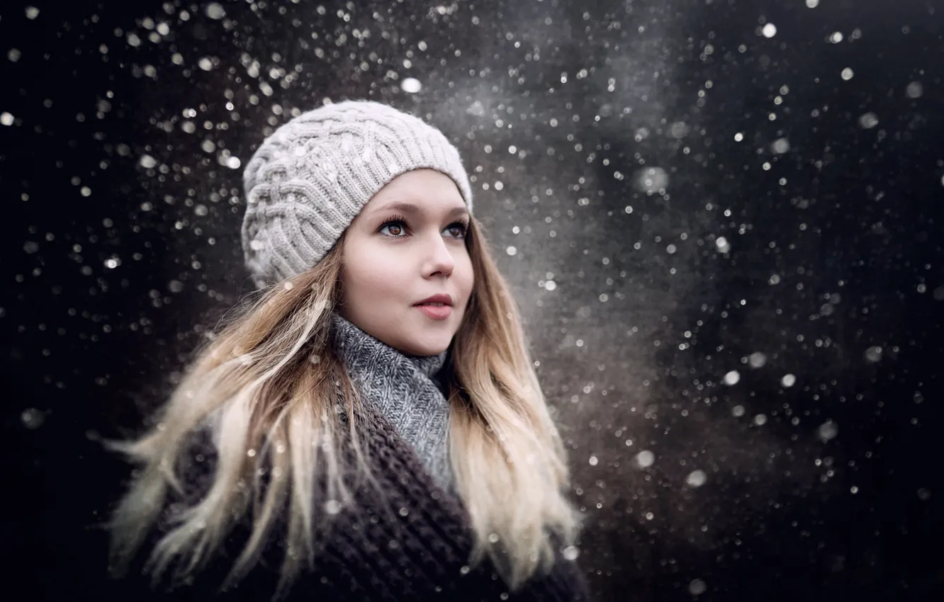 Photo wallpaper winter, look, girl, snow, girl, Sergey Piltnik