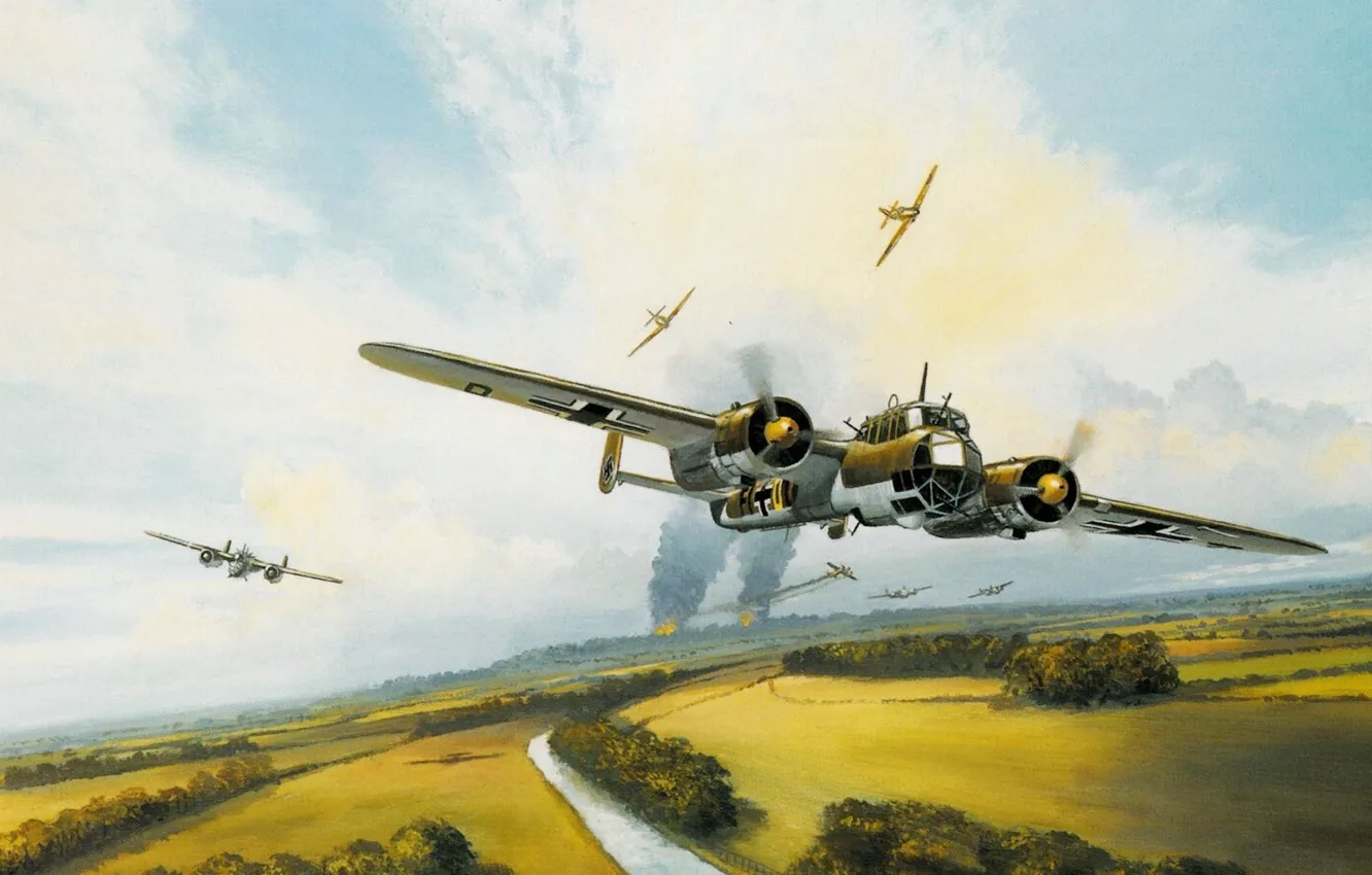 Photo wallpaper bomber, German, Mark, Battle of Britain, raid, Postlewhaite, aviation battle, World War II