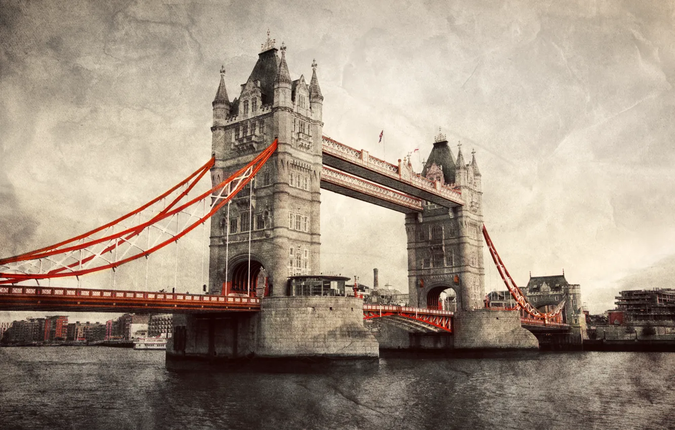 Photo wallpaper England, London, Tower bridge, vintage, Tower Bridge, London, England, Thames River