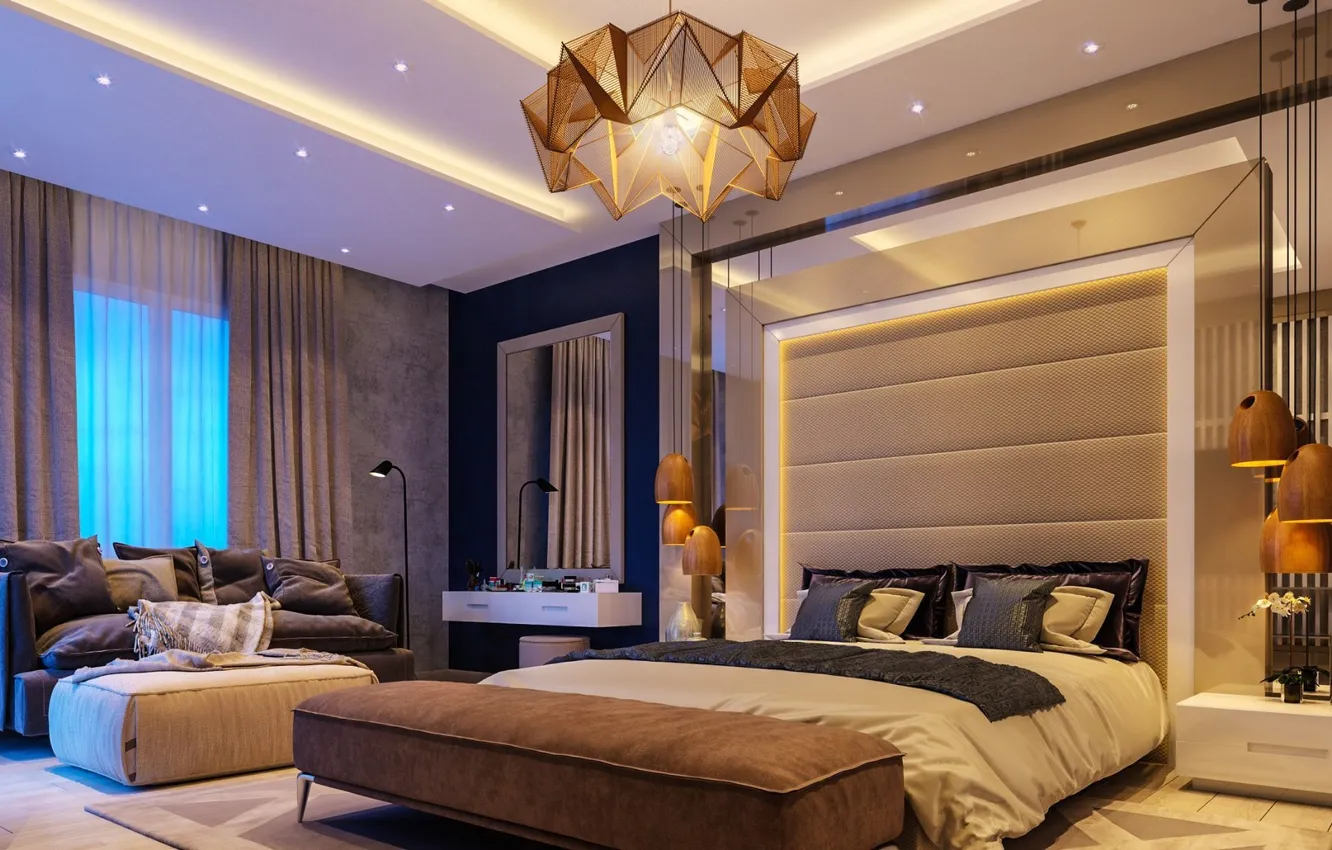 Photo wallpaper luxury bedroom, style, interior, room, bedroom, design