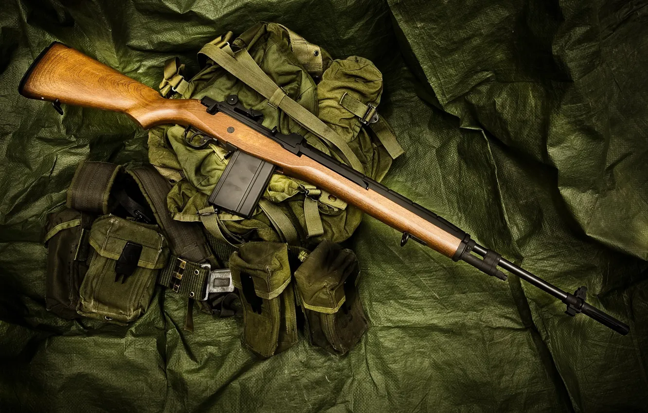 Photo wallpaper weapons, bag, rifle, M14, semi-automatic