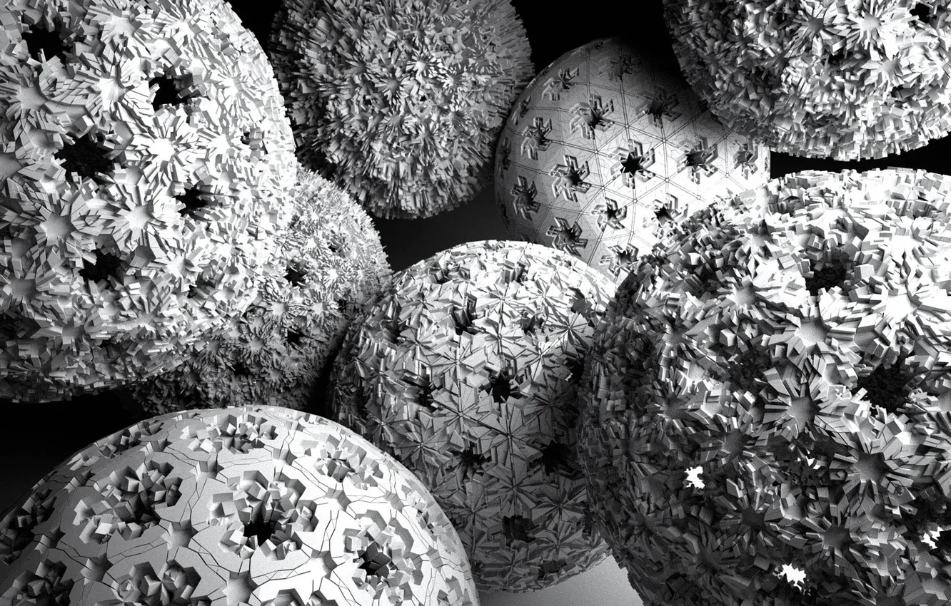 Photo wallpaper white, balls, monochrome, sphere