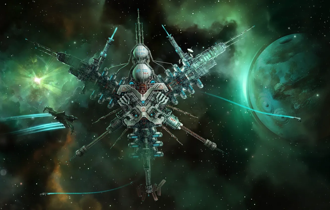 Photo wallpaper stars, planet, spaceships, starpoint gemini