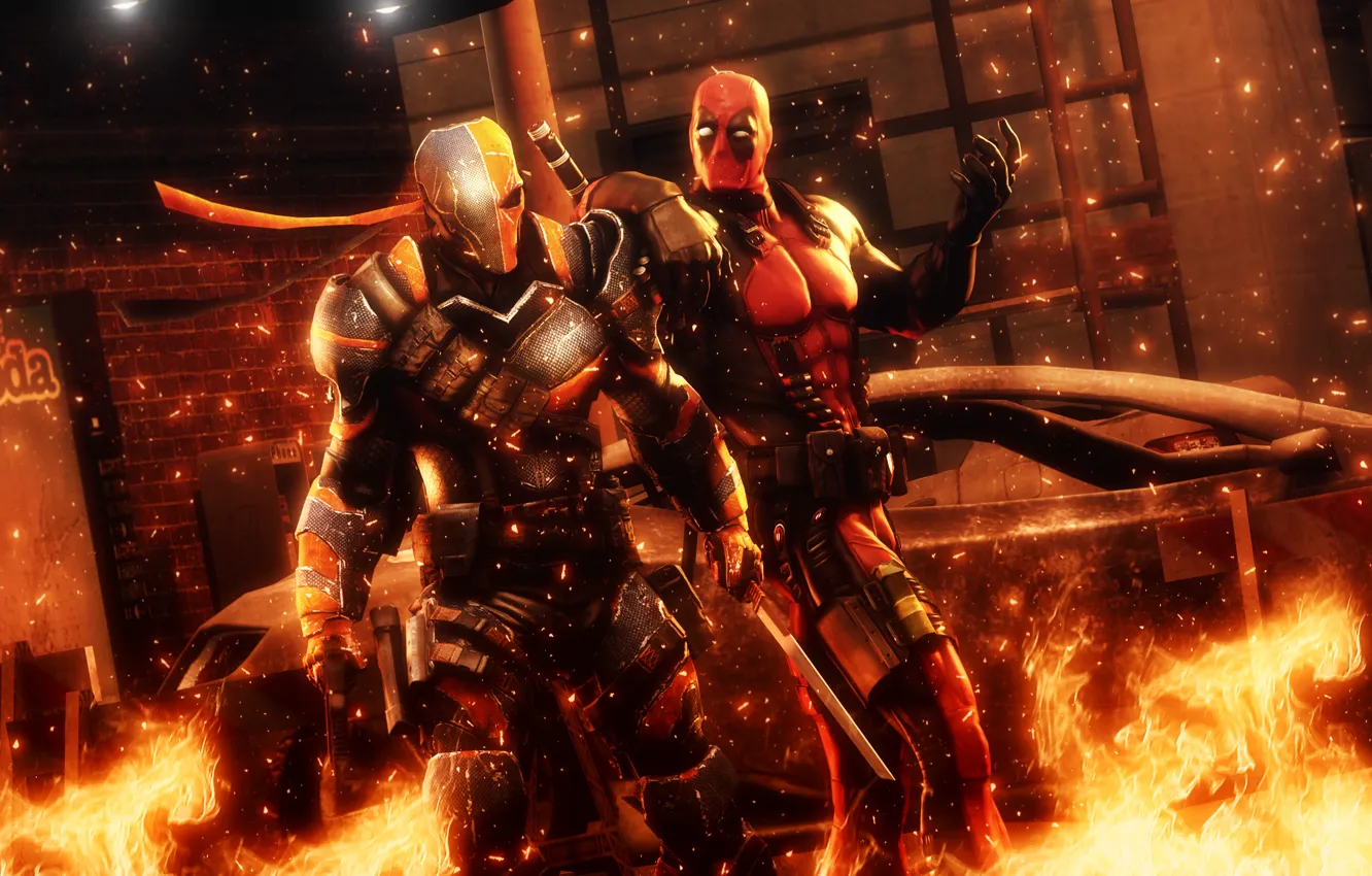 Photo wallpaper Deadpool, Slade Wilson, Deathstroke, anti hero