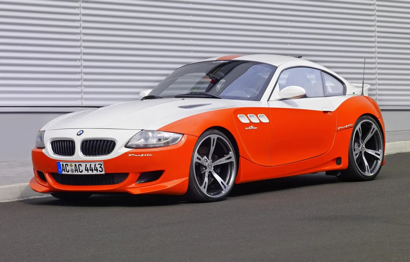 Photo wallpaper auto, white, orange, lights, tuning, BMW, the front, ACS